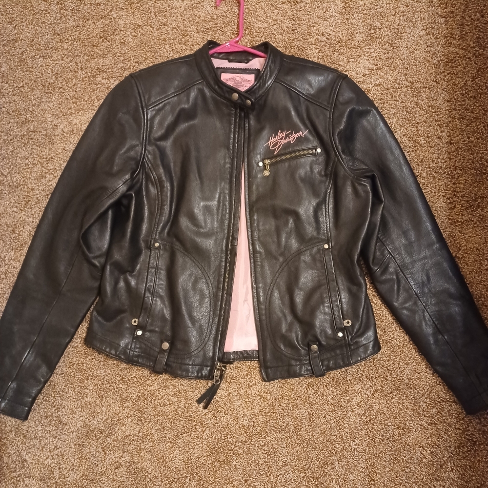 Harley Davidson Womens Black leather motorcycle jacket